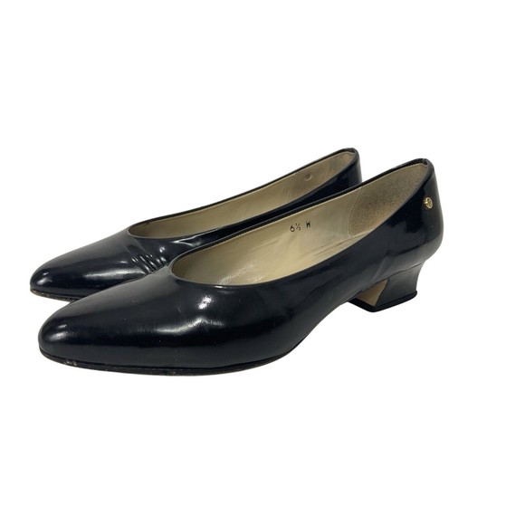 Etienne Aigner Black Patent Shoes Size 6.5 With a 1.5” Heel Shoes Original Box - Picture 8 of 9